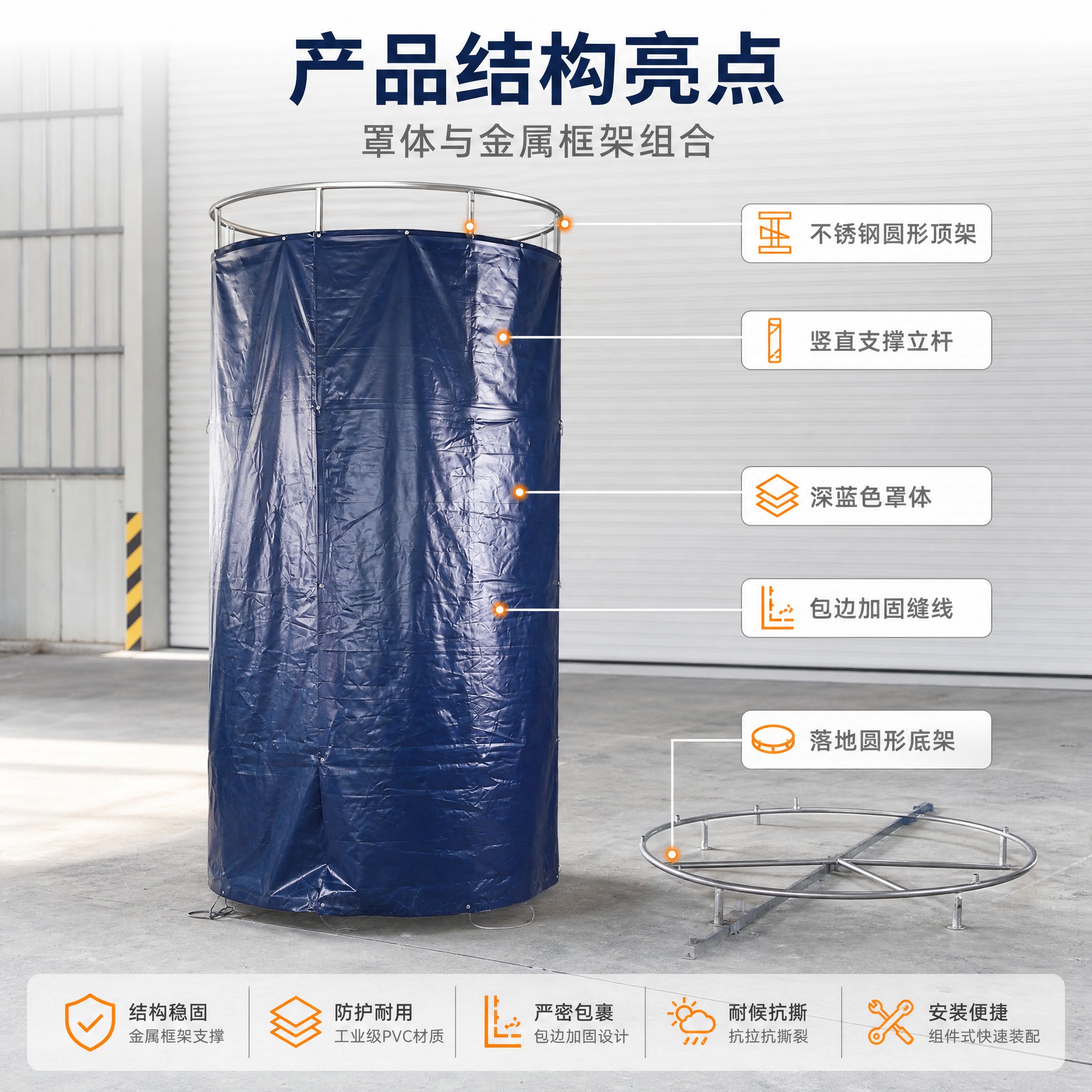 [主图-2] 圆柱形设备防护罩 唯一任务：核心结构与部件亮点，… - 图片创意预览