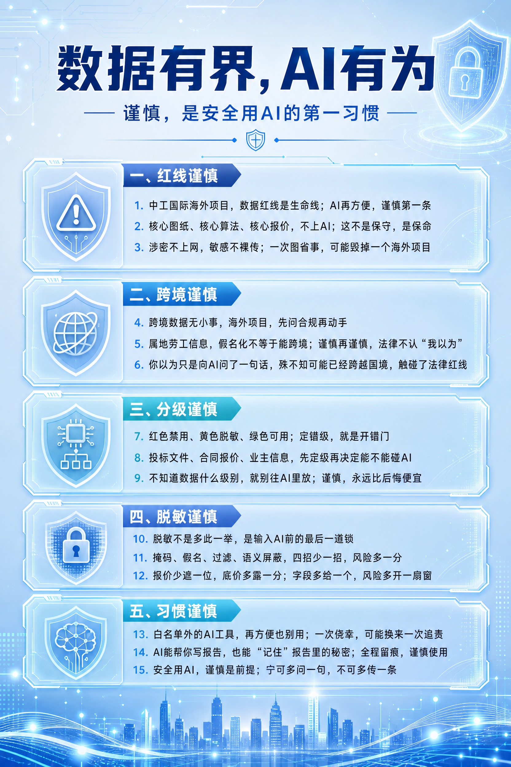 将这张小清新风格的AI安全宣传海报改为浅蓝色科技风格。整体色调… - 图片创意预览
