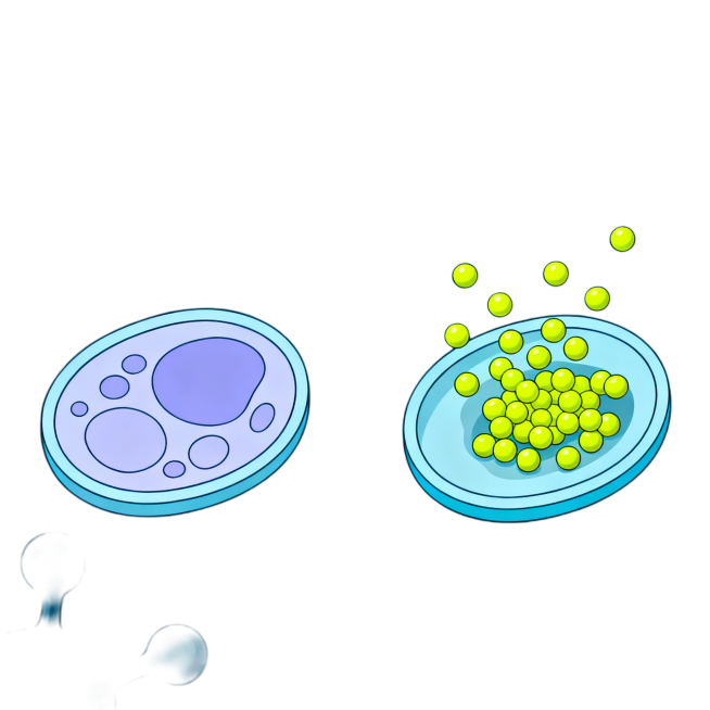 细胞裂解液提取蛋白的科学示意图，展示细胞被裂解释放出蛋白质，图中包含文字：提取细胞总蛋白，加入磷酸酶抑制剂防止磷酸化蛋白降解。科学插画风格，清晰标注预览效果