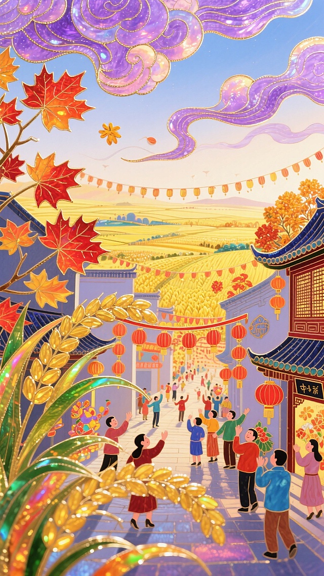 十月金秋贺岁长，欢腾赤县紫云祥