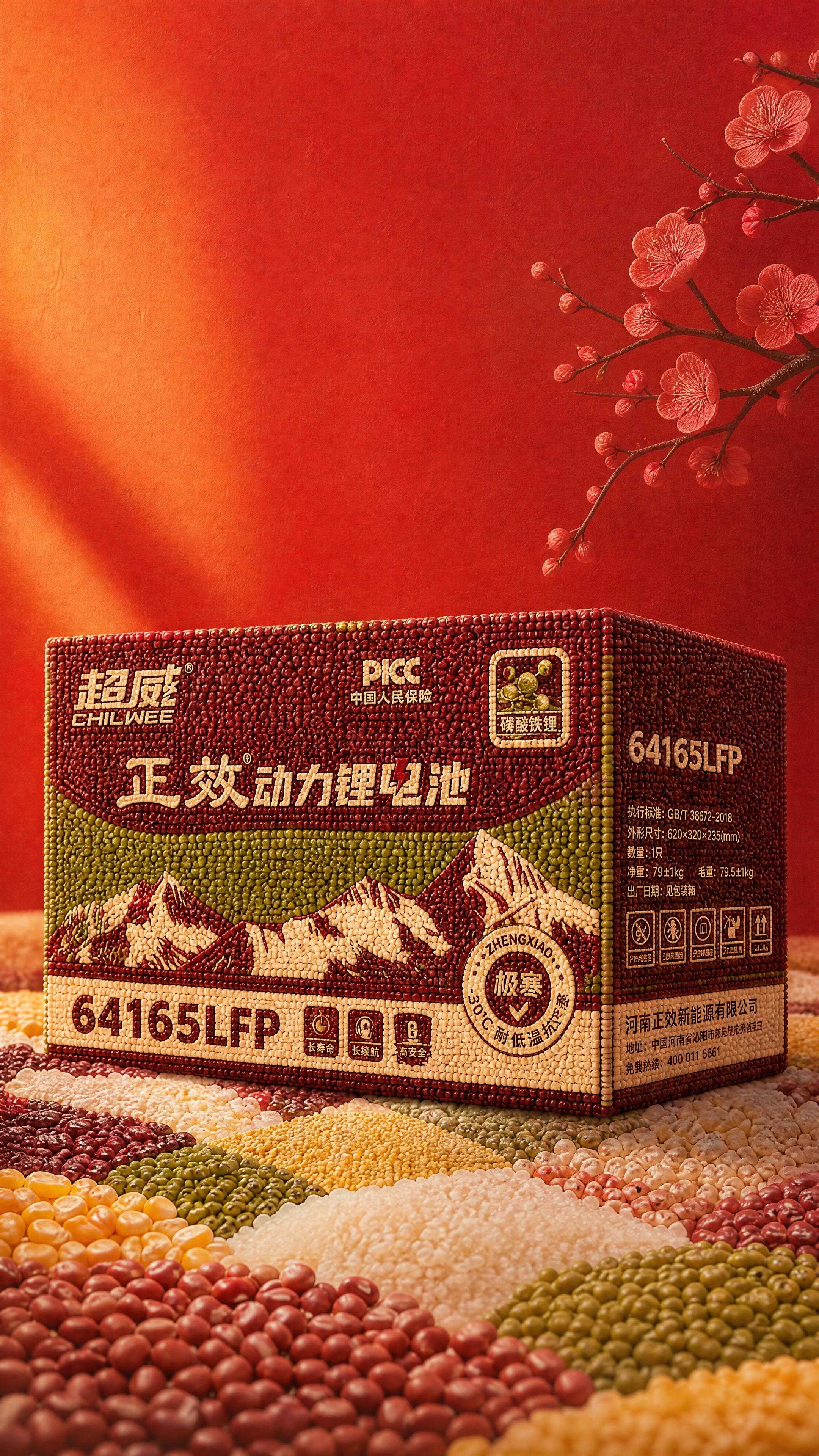 参考腊八节海报风格，暖红色渐变背景，右上角有淡梅花枝装饰，地面… - 图片创意预览