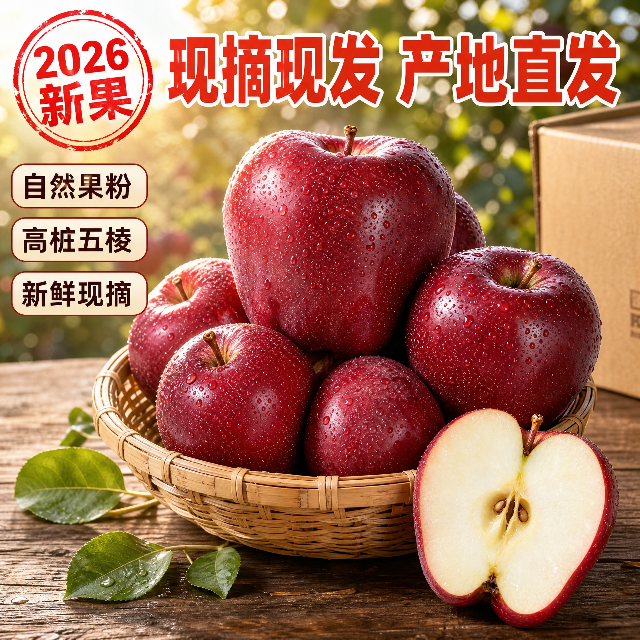 [主图-4] 淘宝/天猫生鲜电商主图，生活场景图：木质桌面上竹… - 图片创意预览