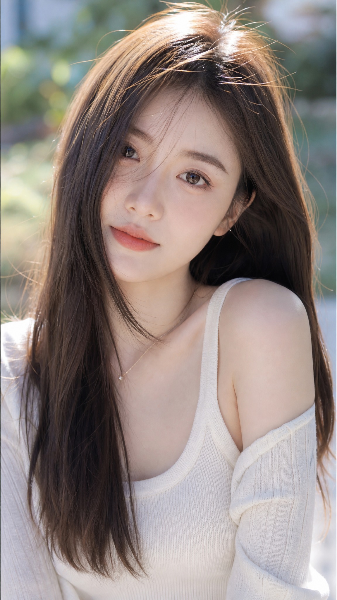 一位气质优雅的年轻美女，精致的五官，自然的妆容，柔顺的长发，穿… - 图片创意预览