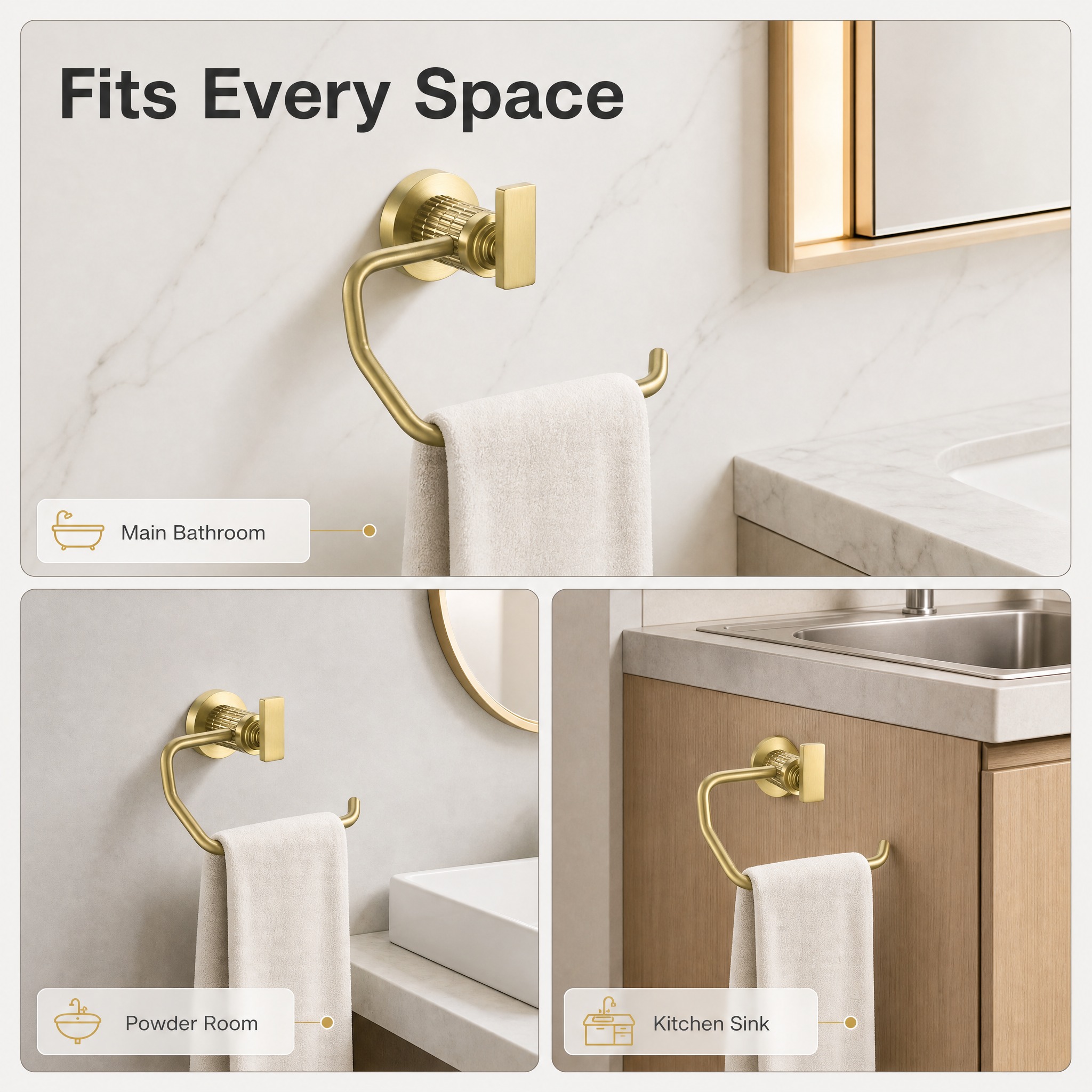 [主图-6] 金色浴室手巾环（Gold Towel Ring）… - 图片创意预览