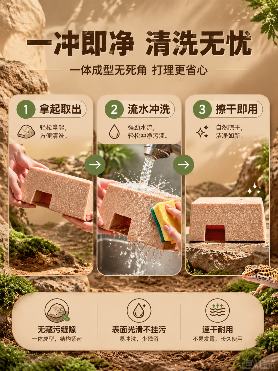 [商品] 使用【图1】正面视角的爬宠躲避屋；保留梯形结构、入口… - 图片创意预览