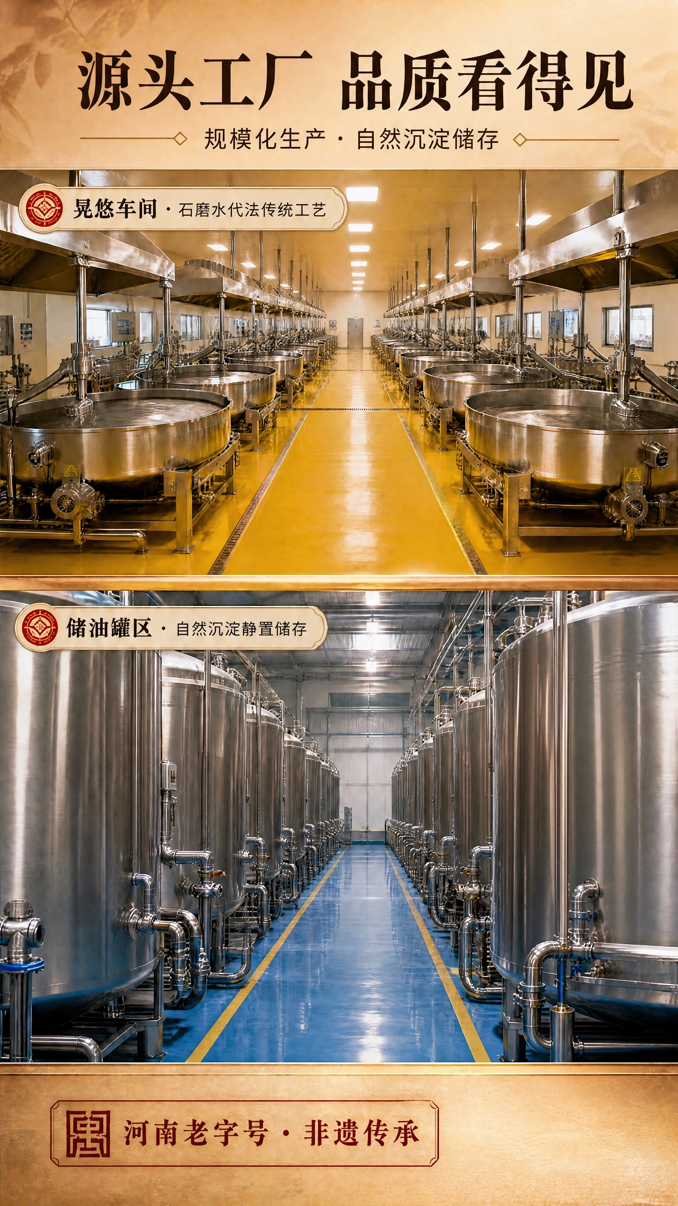 [画面] 基于这张工厂实拍详情页，移除右下角的张学堂小磨芝麻香… - 图片创意预览