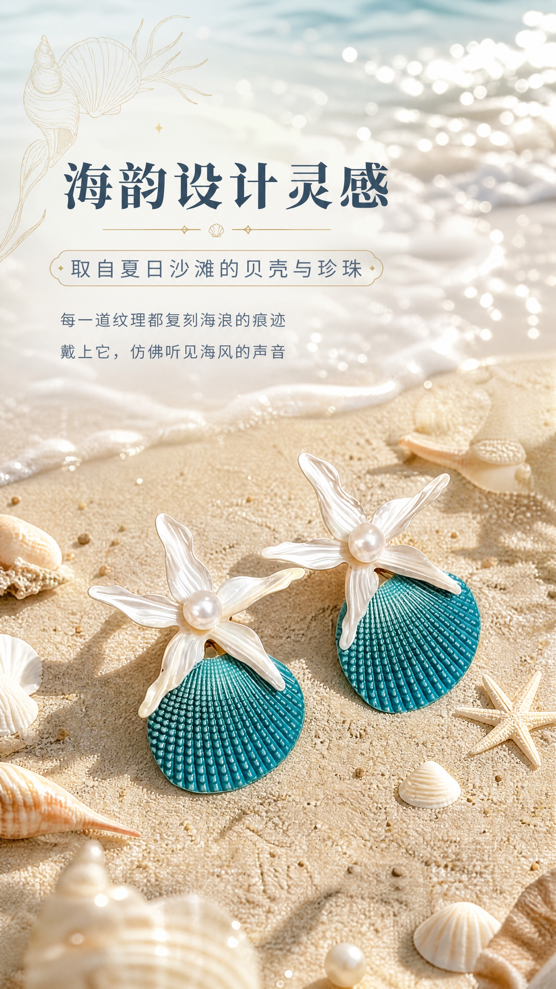 [商品] 使用【图2】海韵珍珠贝壳耳环；保留白色花瓣海星造型、… - 图片创意预览