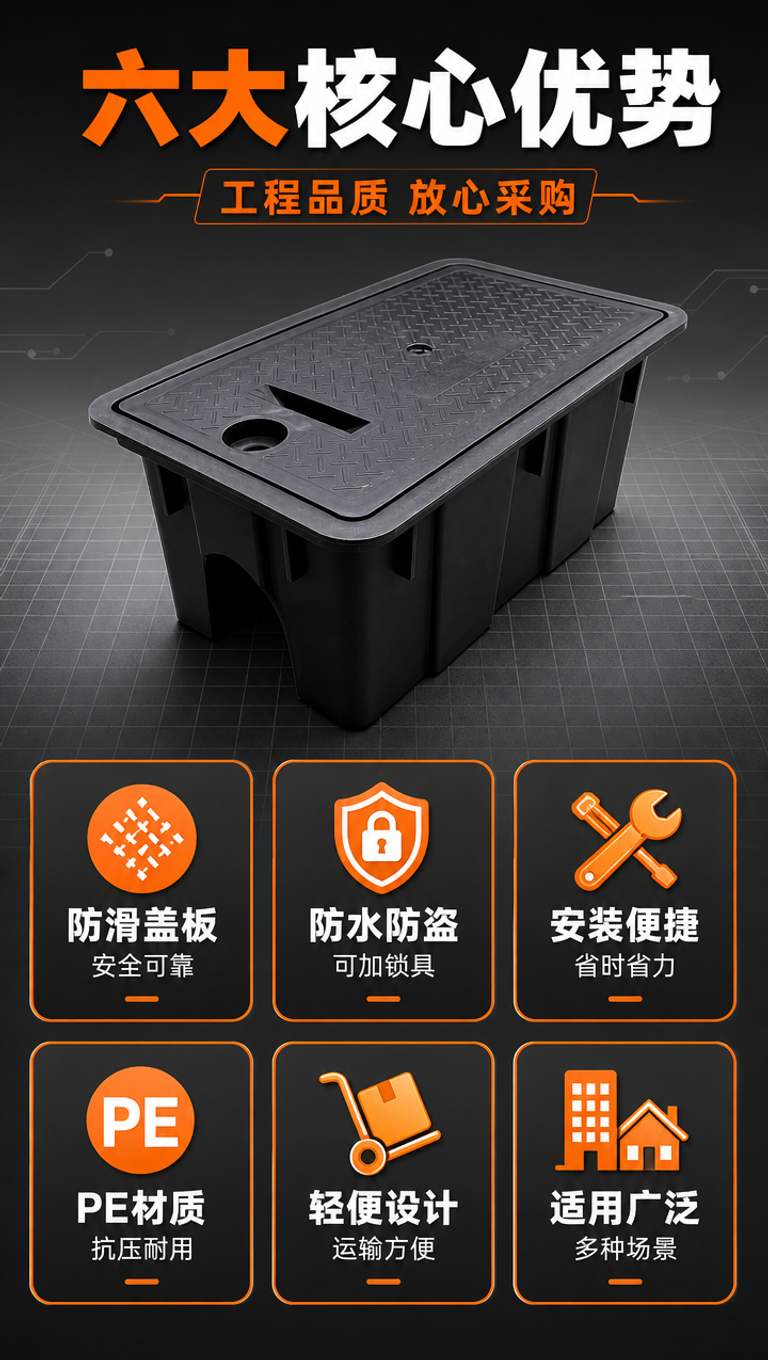 [商品] 使用【图1】黑色PE塑料地埋式水表箱；保留长方体结构… - 图片创意预览