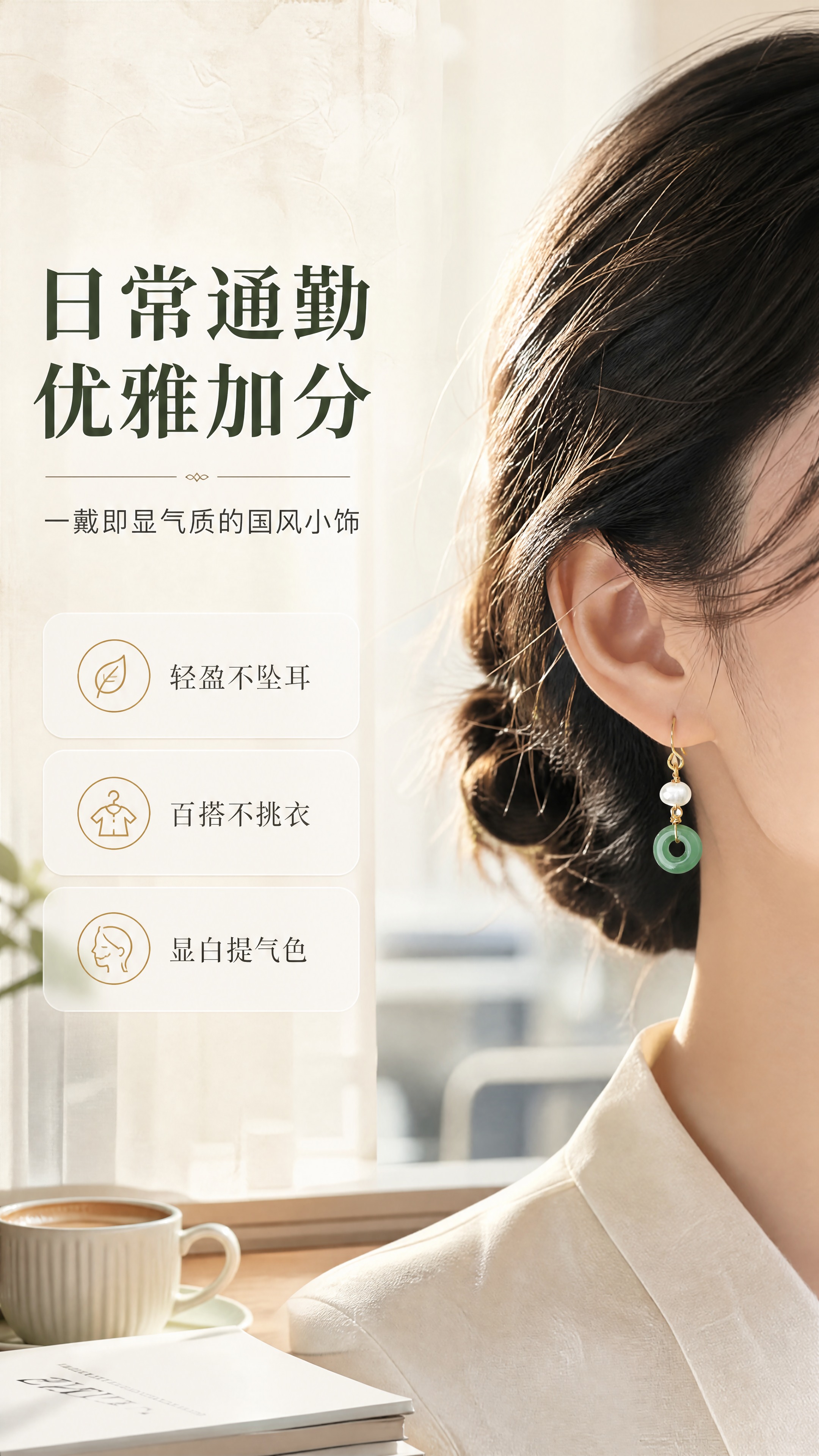 [商品] 使用【图1】天然珍珠平安扣耳环；保留金色耳钩、白色淡… - 图片创意预览