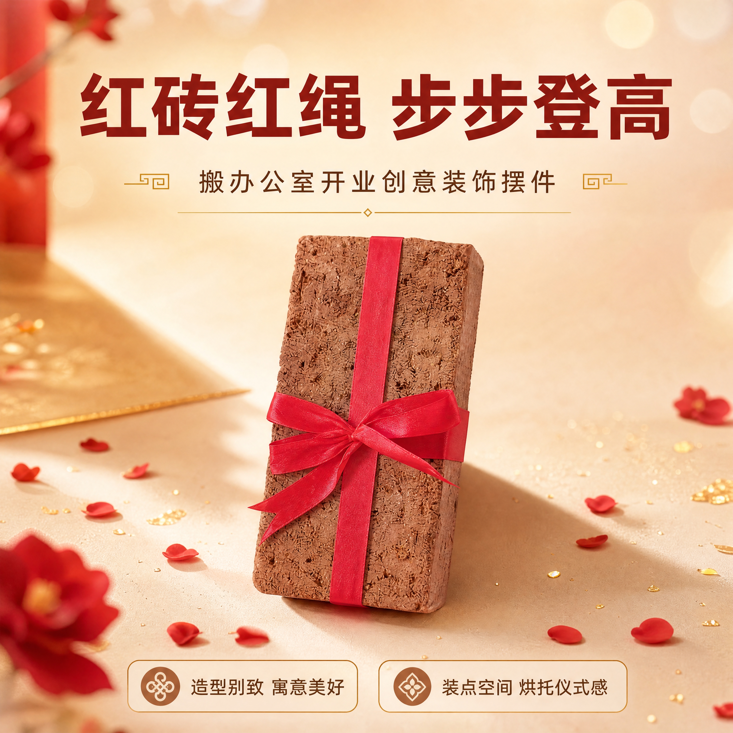 [商品] 使用【图1】红砖捆红绳装饰摆件；保留红砖长方体外形、… - 图片创意预览