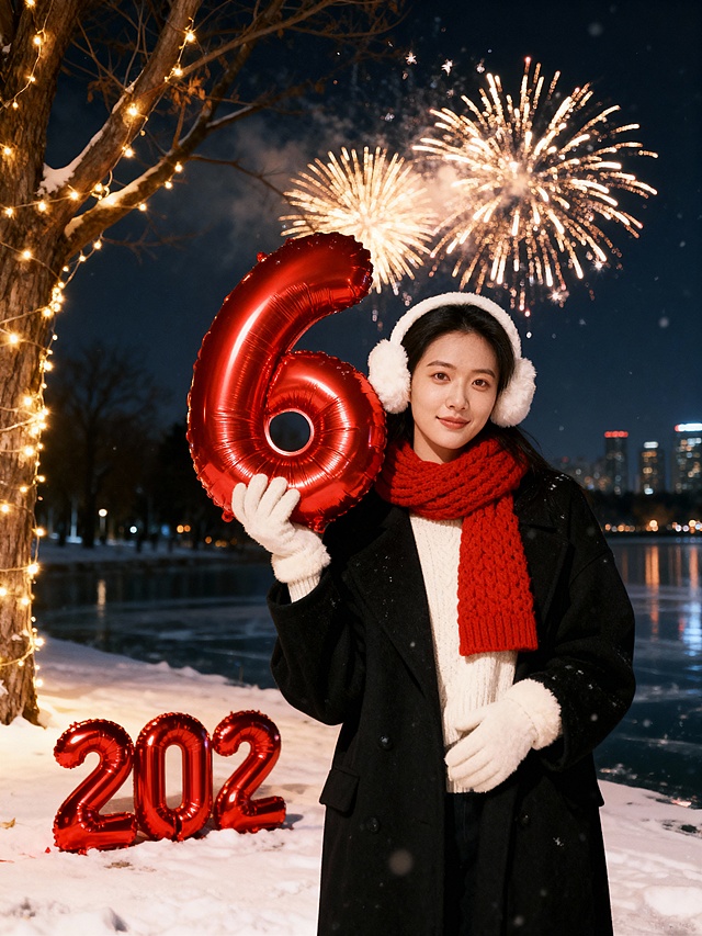 跨年元旦数字气球形象照