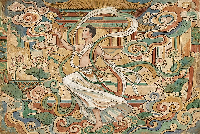 做一张飘逸的敦煌飞天壁画