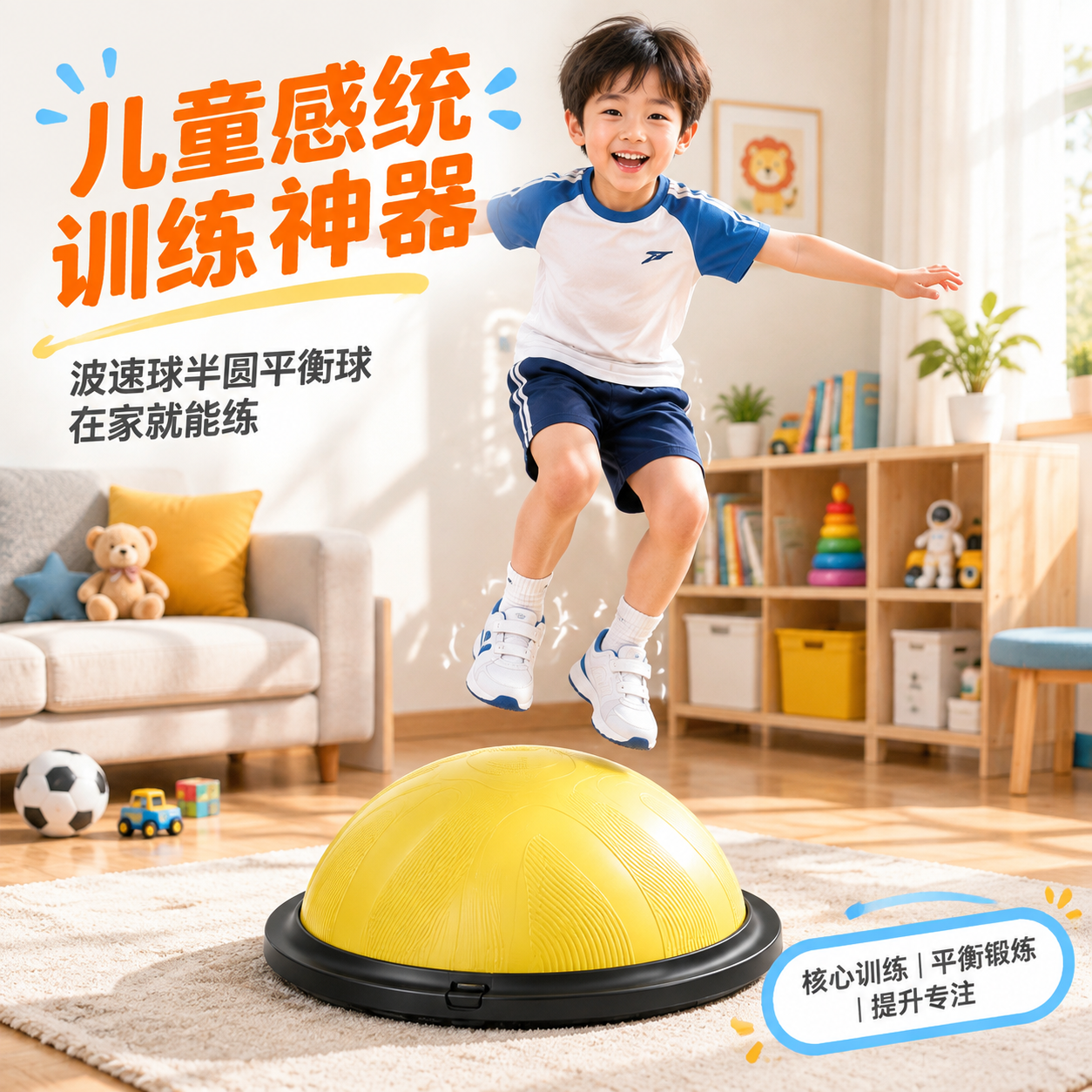 [主图-1] 儿童波速球首图点击率，展示中国儿童在波速球上跳跃… - 图片创意预览