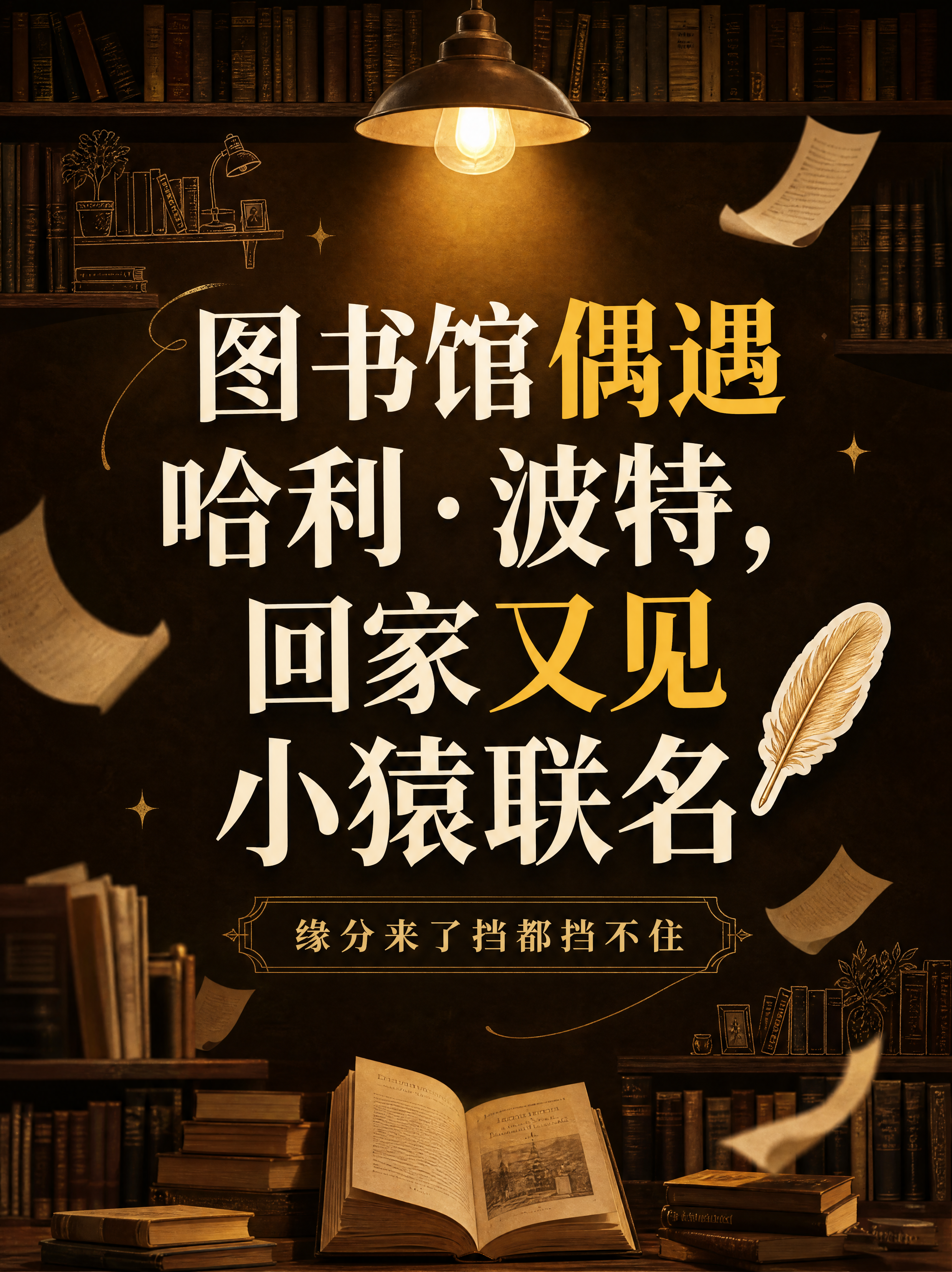 小红书笔记大字封面，纯大字，图书馆偶遇文艺风，版式精美，小红书… - 图片创意预览
