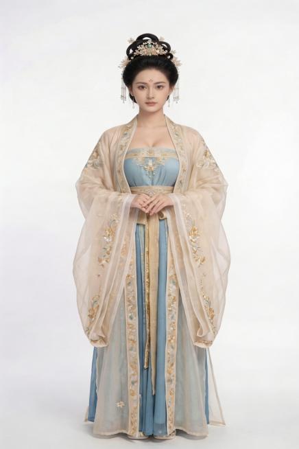 把图中古风女子角色的胸部调整得更大一些，其余部分保持原样不变预览效果