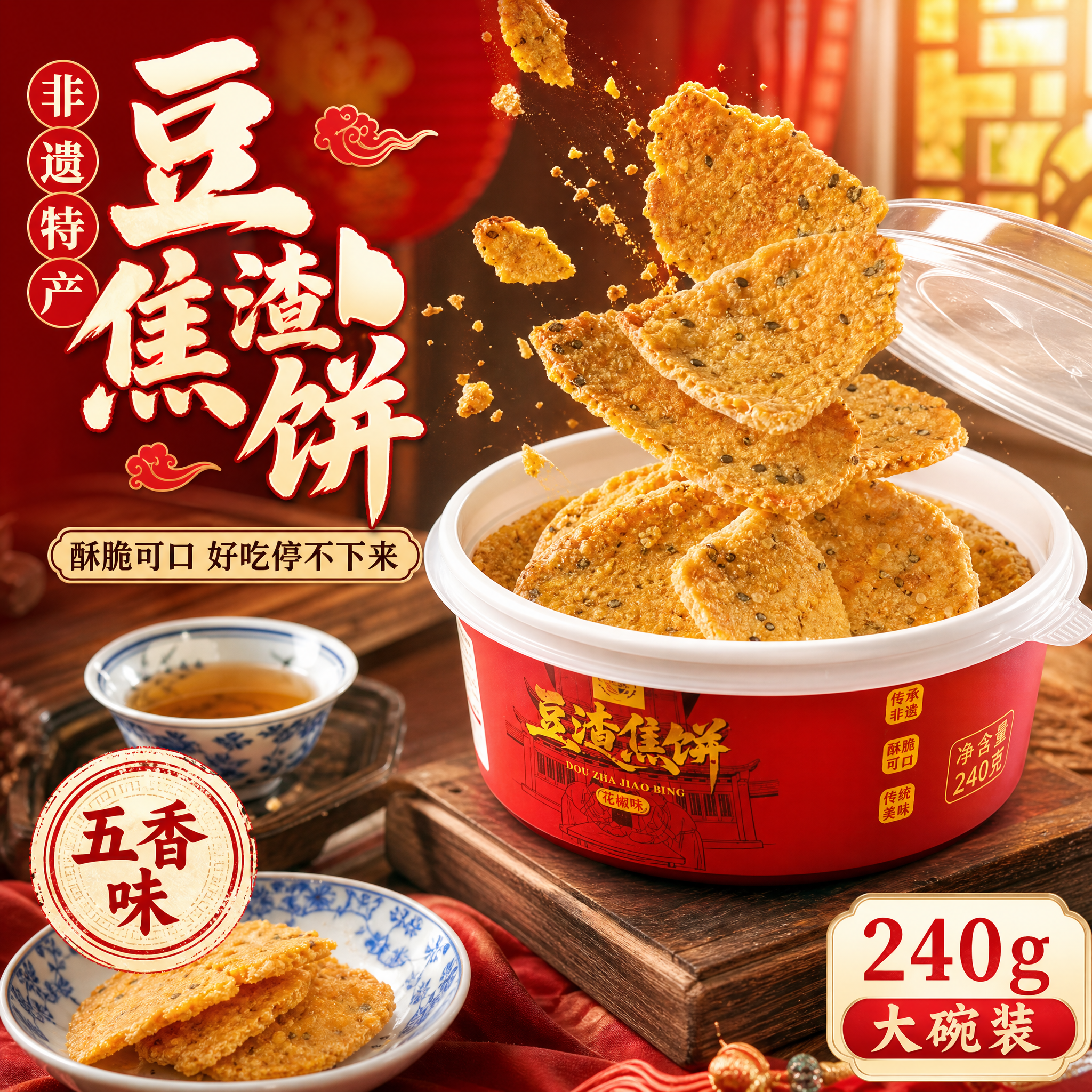 [主图-1] 首图点击率 非遗特产豆渣焦饼 食欲诱惑主题。拼多… - 图片创意预览