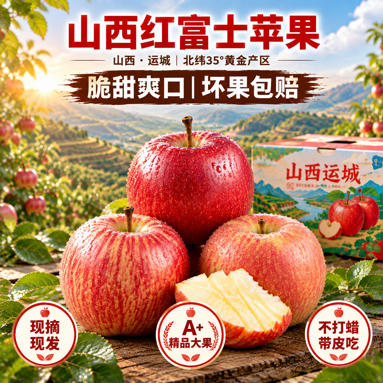 京东电商主图，800×800像素，广角远景拍摄山西运城黄土高原… - 图片创意预览