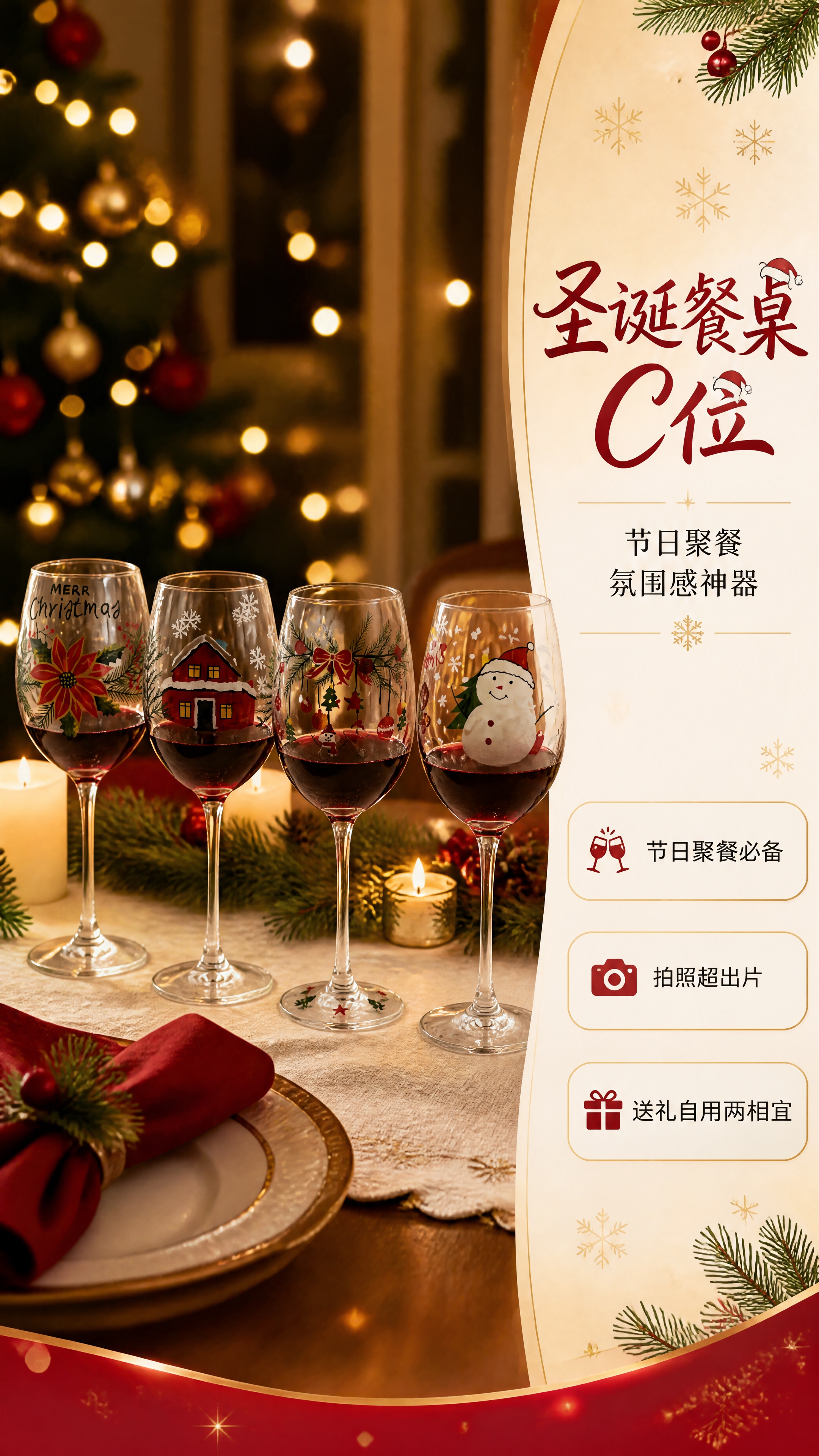 [商品] 使用【图1】4款圣诞主题手绘红酒杯套装；保留4款杯子… - 图片创意预览