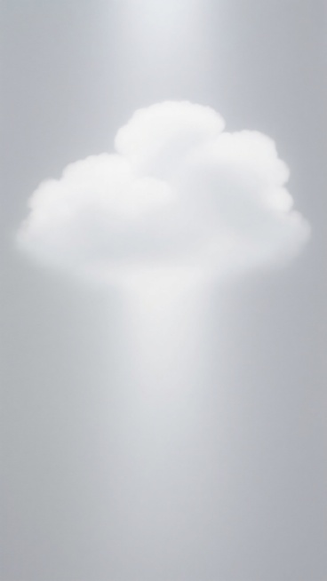 一幅以白色为主色调的抽象艺术作品，画面中呈现出柔和模糊的白色云团状主体形状，光影交织形成微妙的明暗层次，光线从上方柔和洒落，照亮主体的上部区域，下部则自然过渡为浅灰色阴影，整体营造出轻盈、空灵而又富有层次感的氛围，白色主体边缘呈现出朦胧的渐变效果，仿佛融入周围的灰白色背景之中，展现出独特的光影美学。预览效果