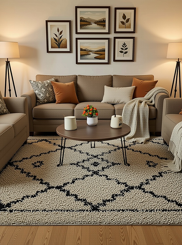 温馨的客厅摆放着茶几桌搭配些装饰