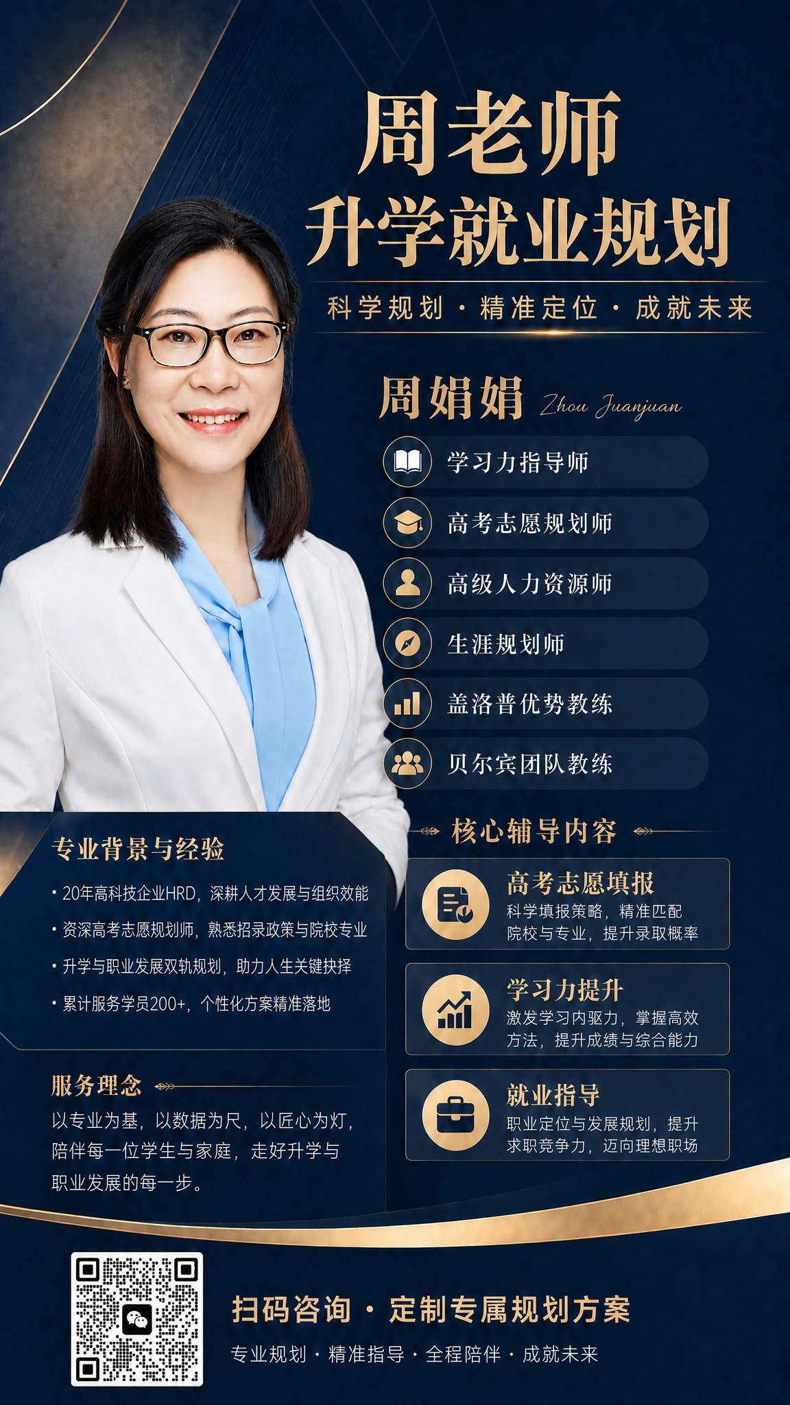 将海报左侧的人像替换为新上传图片中的周老师人像（更高清，戴眼镜… - 图片创意预览