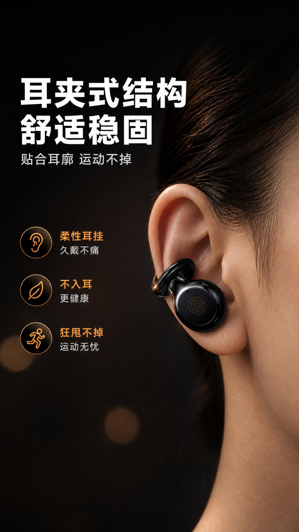 [商品] 使用【图1】LKP黑色耳夹式蓝牙耳机；保留耳夹式结构… - 图片创意预览