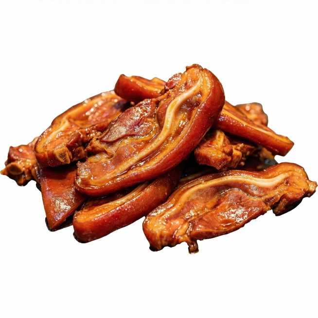 生成卤猪耳朵美食图，色泽红润油亮，纹理清晰，表面带有卤汁光泽，风格参考原图预览效果