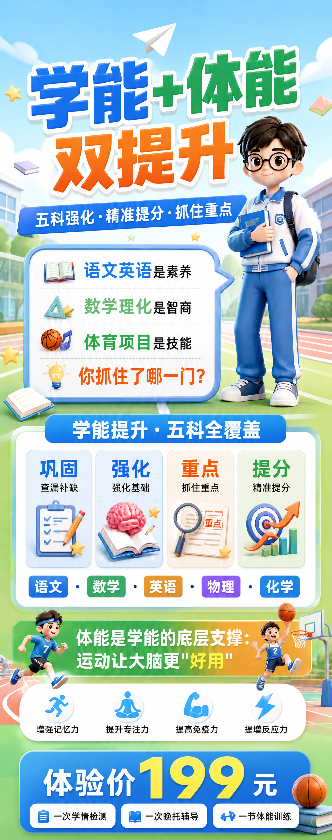 基于这张学能+体能双提升易拉宝海报，进行以下修改： 1. 灵魂… - 图片创意预览