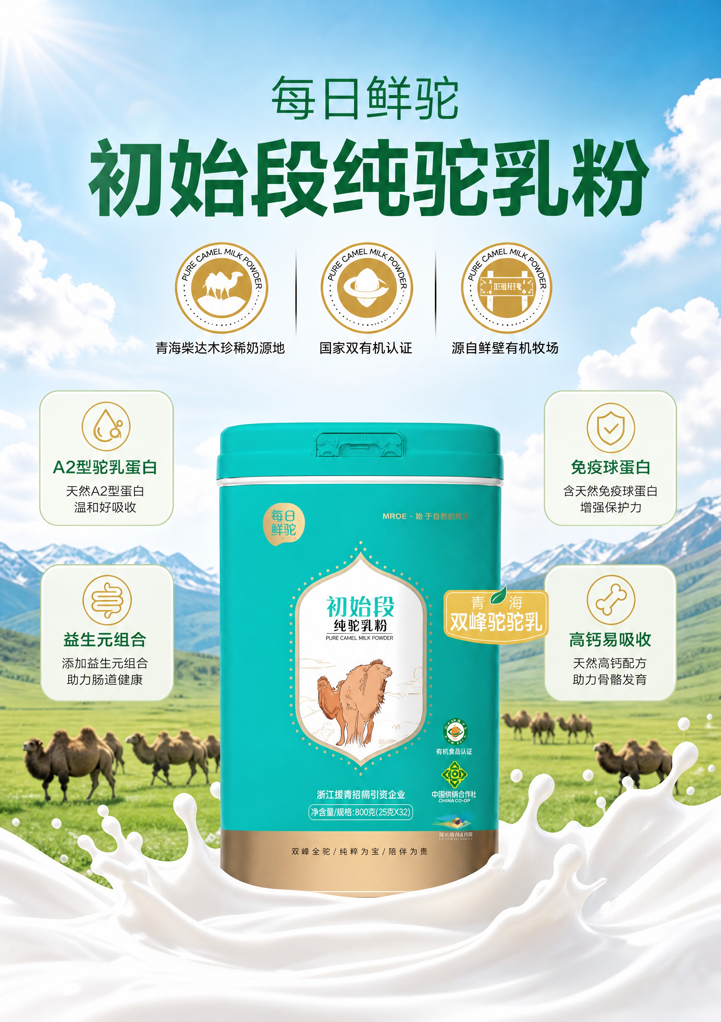 [商品] 使用【图2】每日鲜驼初始段纯驼乳粉青绿色罐；保留罐体… - 图片创意预览