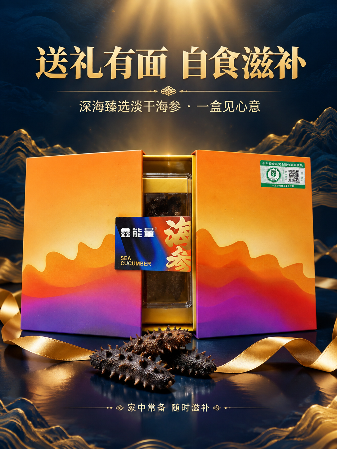 [商品] 使用【图1】【图3】鑫能量淡干海参礼盒双开状态；保留… - 图片创意预览