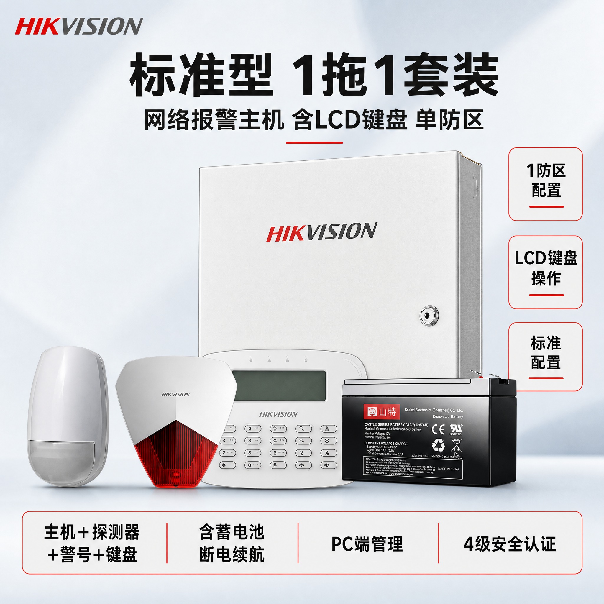 [主图] 海康威视标准型1拖1报警套装商品主图，参数框使用红框… - 图片创意预览