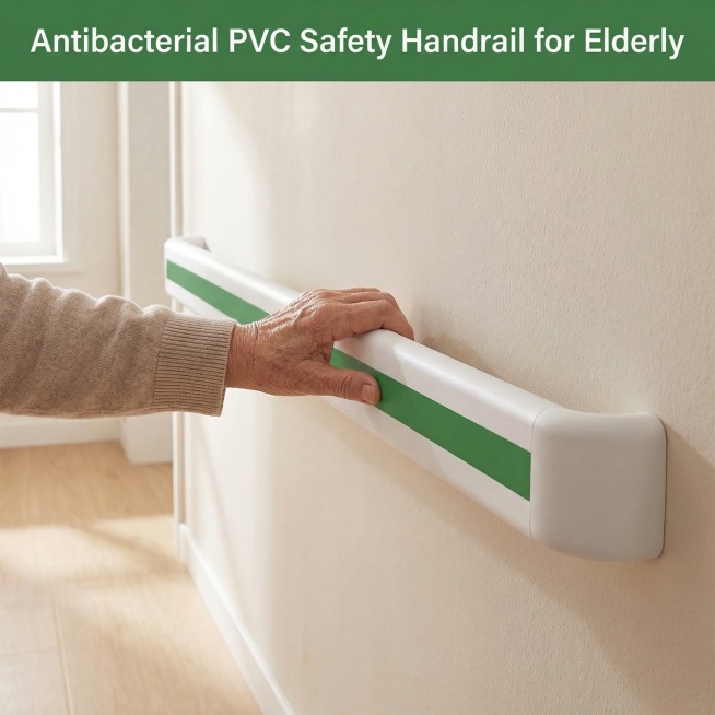 Based on the original product, create the second main image for amazon. Show hospital PVC handrail i预览效果