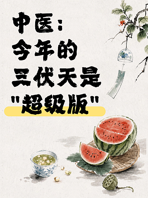 三伏天养生知识科普分享清新水墨风小红书封面