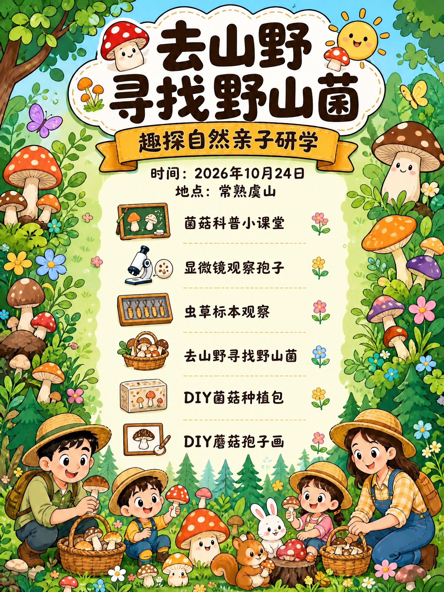 在参考图基础上修改：卡通风格竖版活动海报，3:4比例。保留顶部… - 图片创意预览