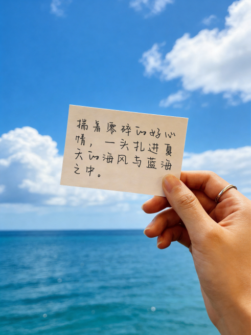 情感记录心情文案分享清新海边实景风小红书封面预览效果