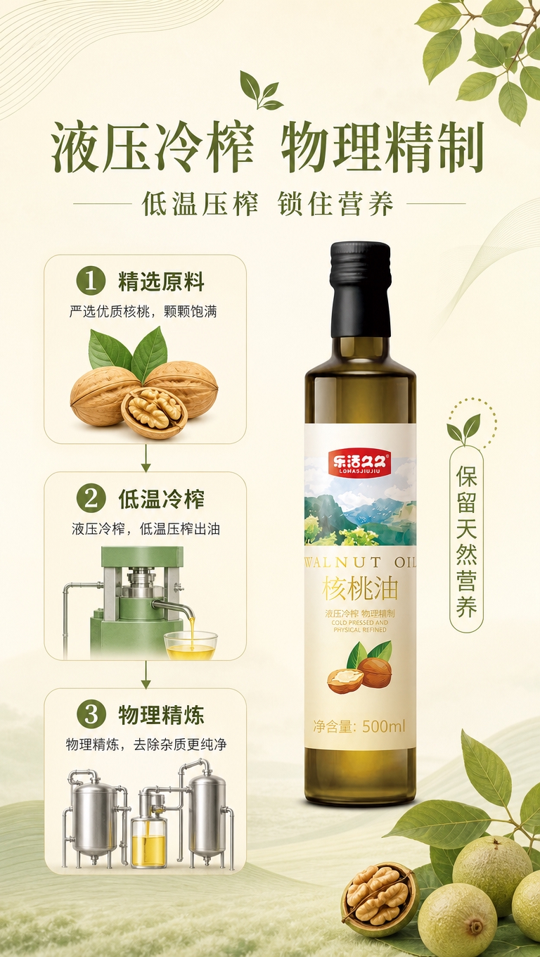 [商品] 使用【图2】单瓶乐活久久核桃油；保留瓶身所有文字、L… - 图片创意预览
