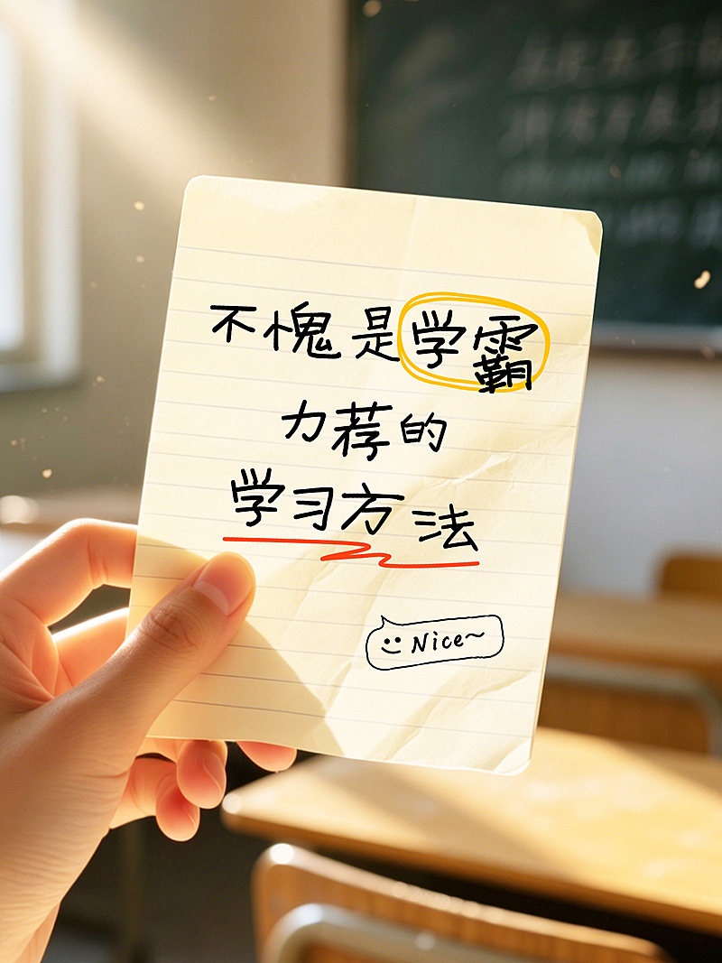 学霸学习方法分享实景风小红书封面