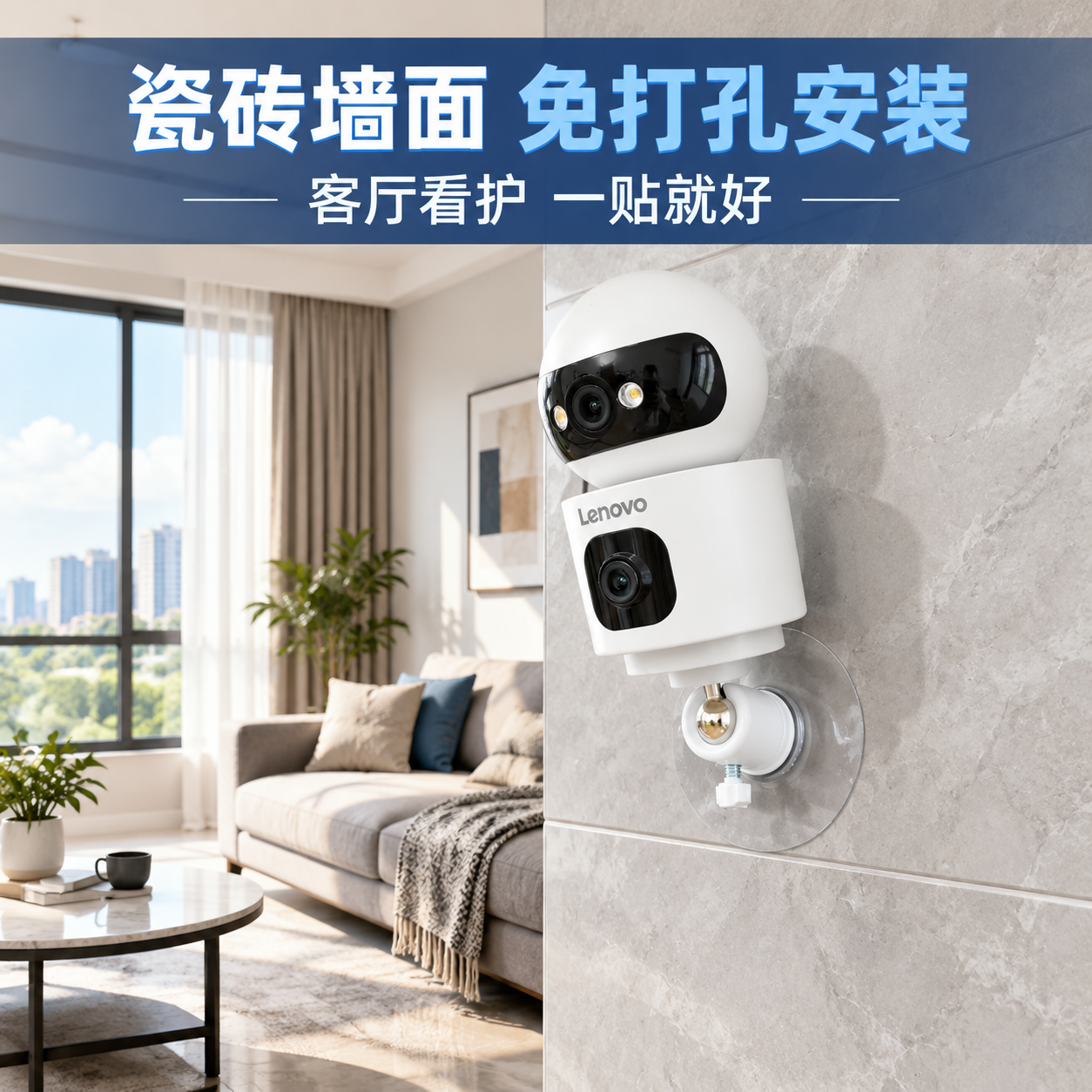 [主图-4] 真实使用场景：家居客厅瓷砖墙面安装使用场景。 [… - 图片创意预览