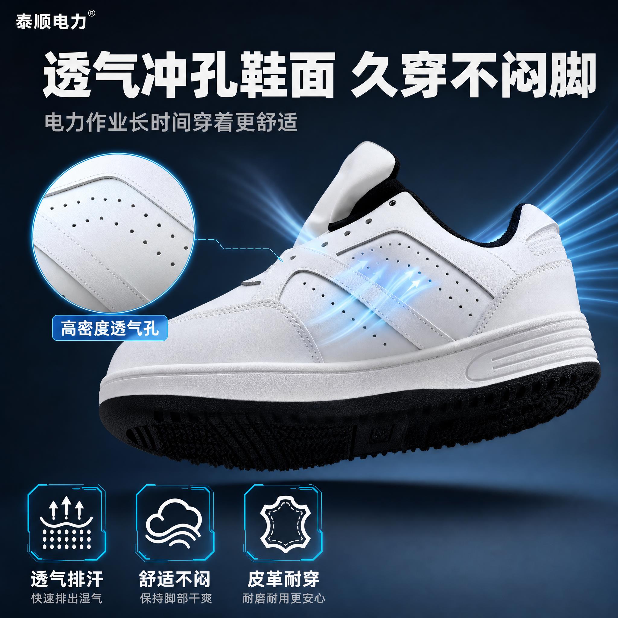 [主图-3] 500KV导电鞋透气鞋面科技展示图，突出冲孔透气… - 图片创意预览