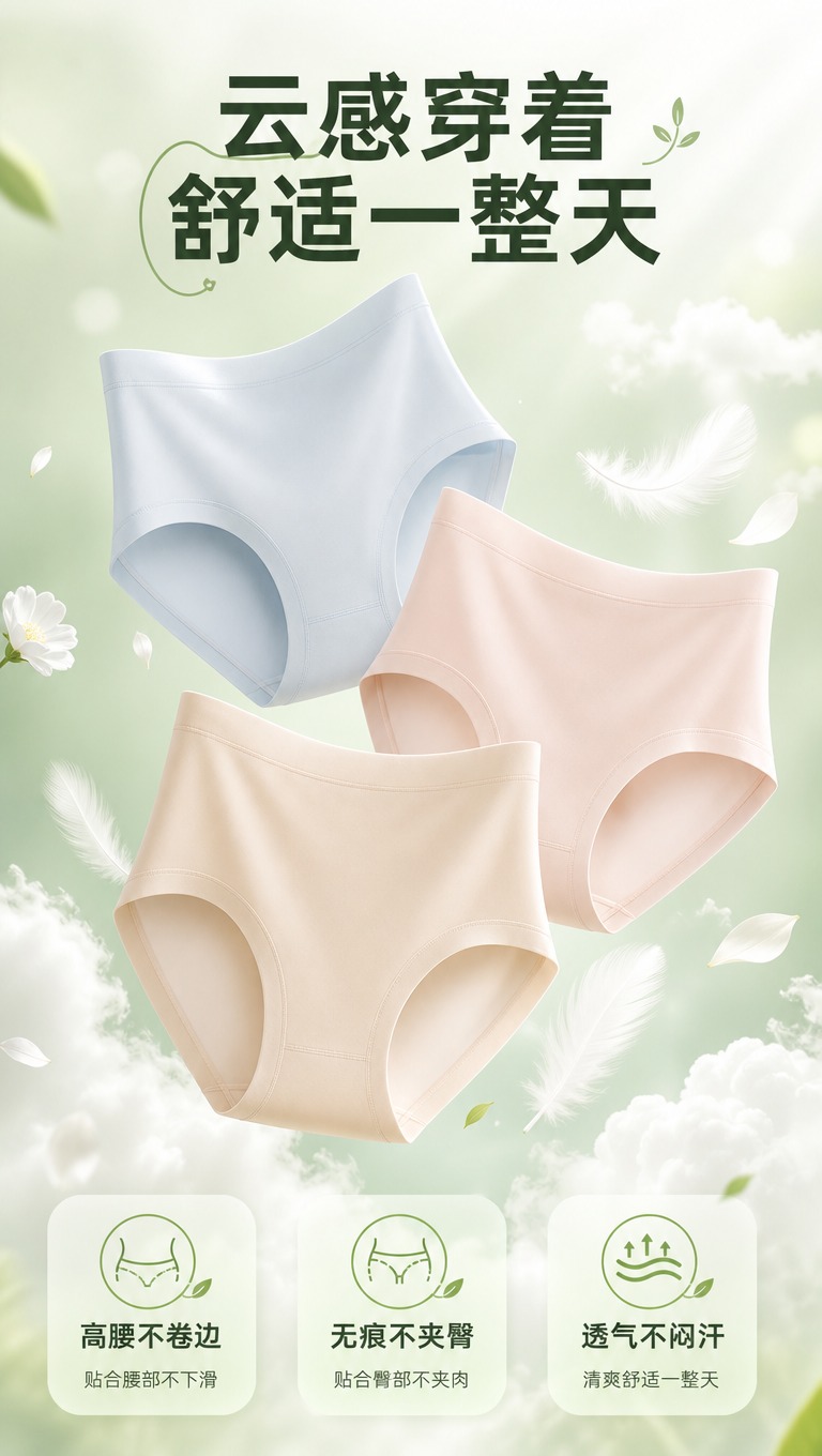 [商品] 使用【图4】【图5】高腰内裤；商品处理：保留高腰腰头… - 图片创意预览
