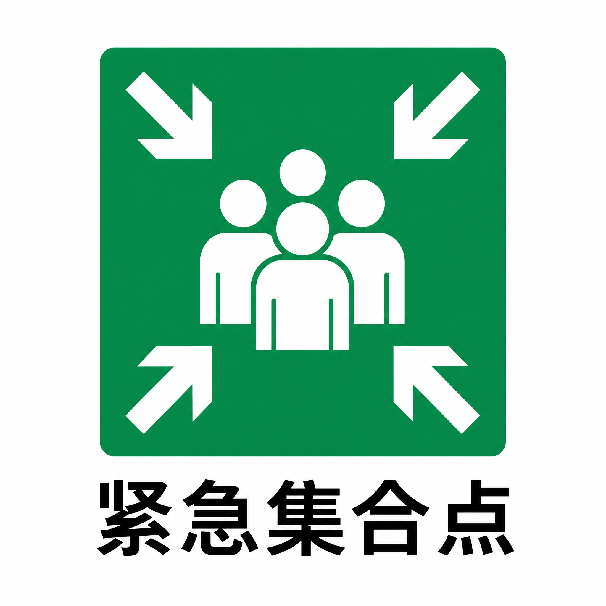 生成疏散平面图中的「紧急集合点」标识图标：绿色方形背景，内部白… - 图片创意预览