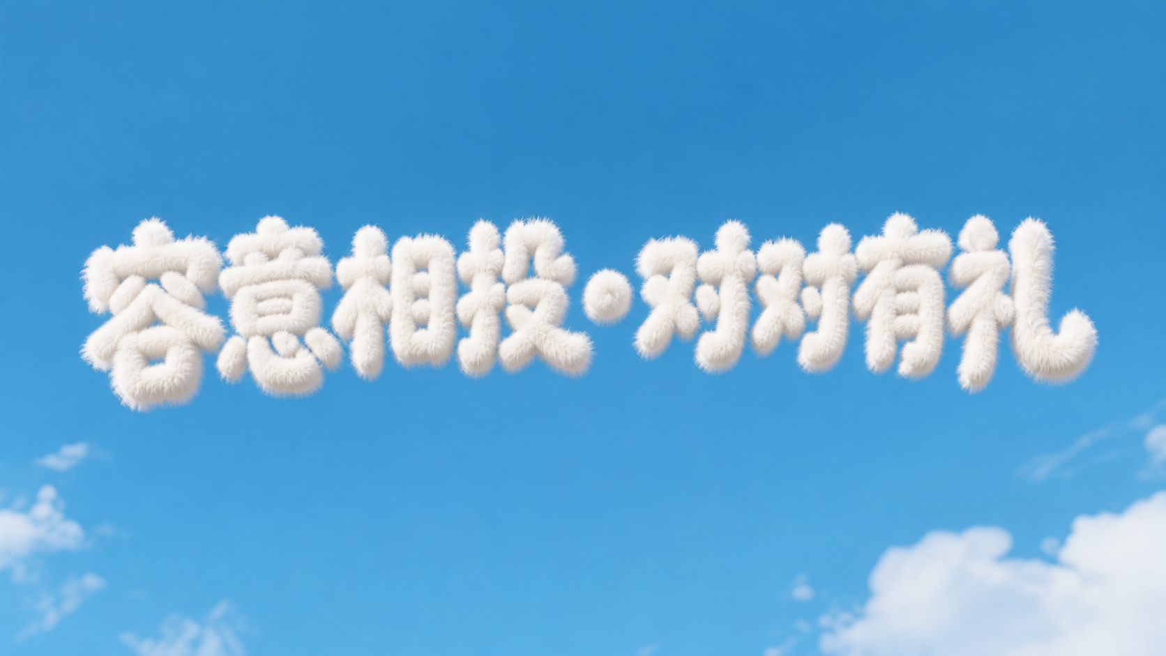 将图中的文字"容"意相投・对对有礼"转换为毛绒质感的3D效果，… - 图片创意预览