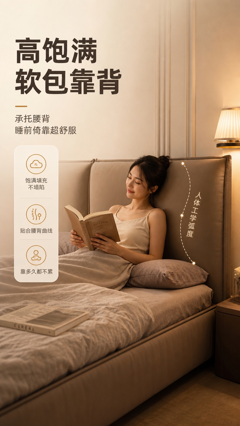 [商品] 使用【图1】高饱满软包落地床；商品处理：保留床头双软… - 图片创意预览