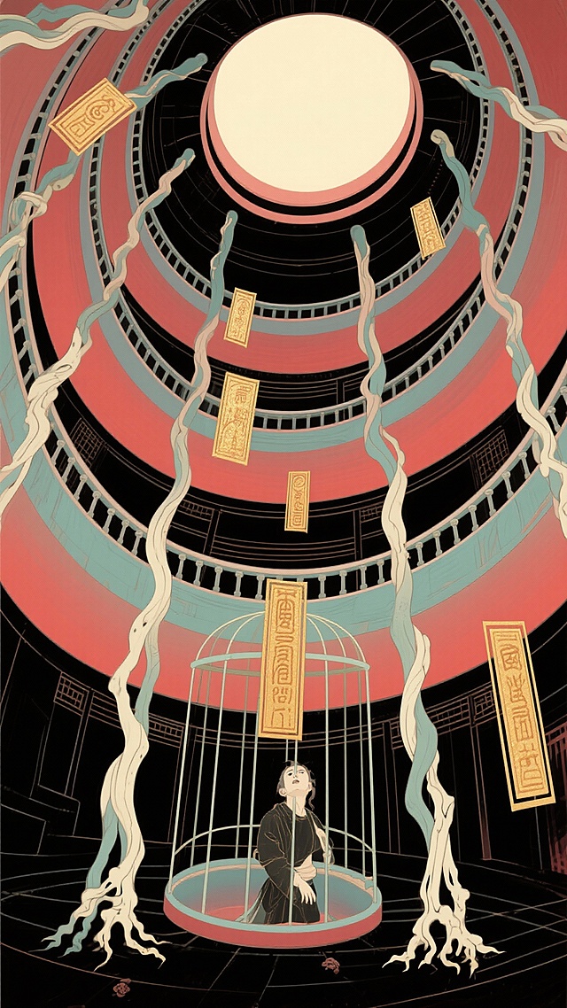 我想做一期关于国风怪异题材组图，要有压迫感和幽闭感