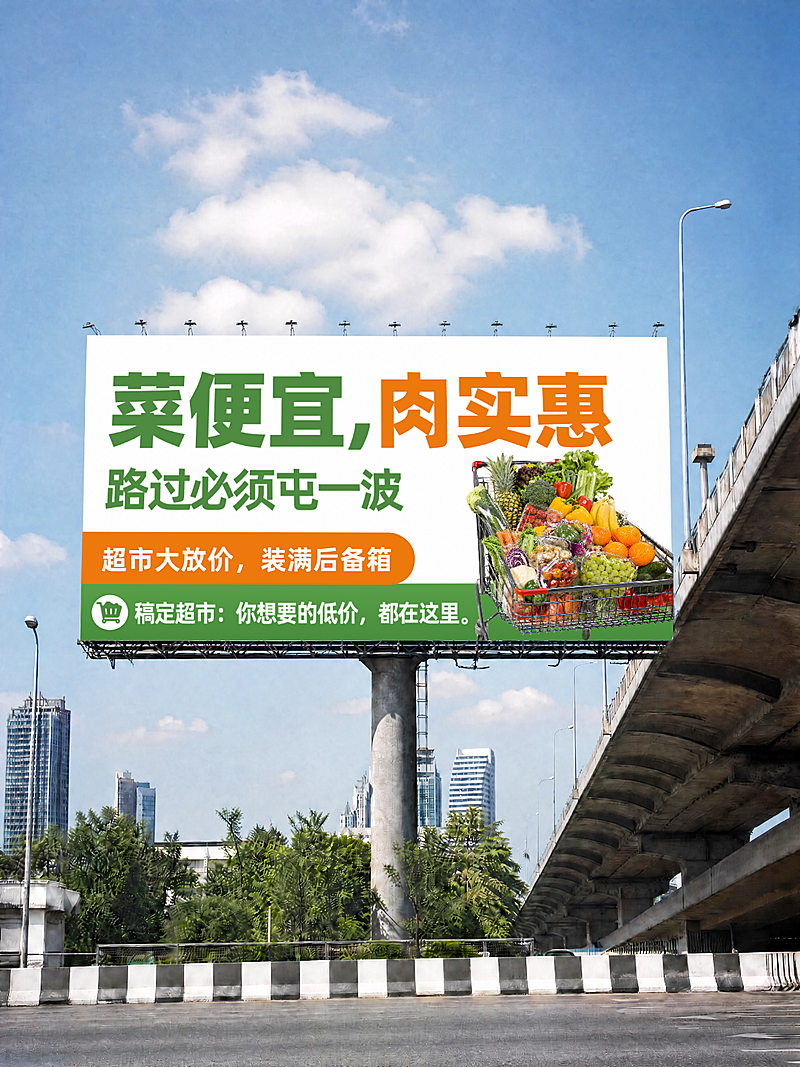 拟真实户外高架广告牌场景小红书配图