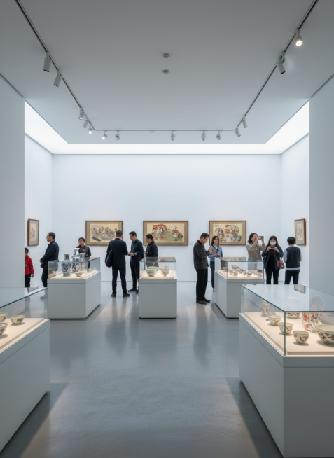 将空展会场景变成瓷器展厅，热闹预览效果