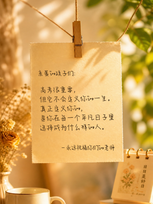 高考毕业祝福激励正能量语录分享温馨实景风小红书封面预览效果