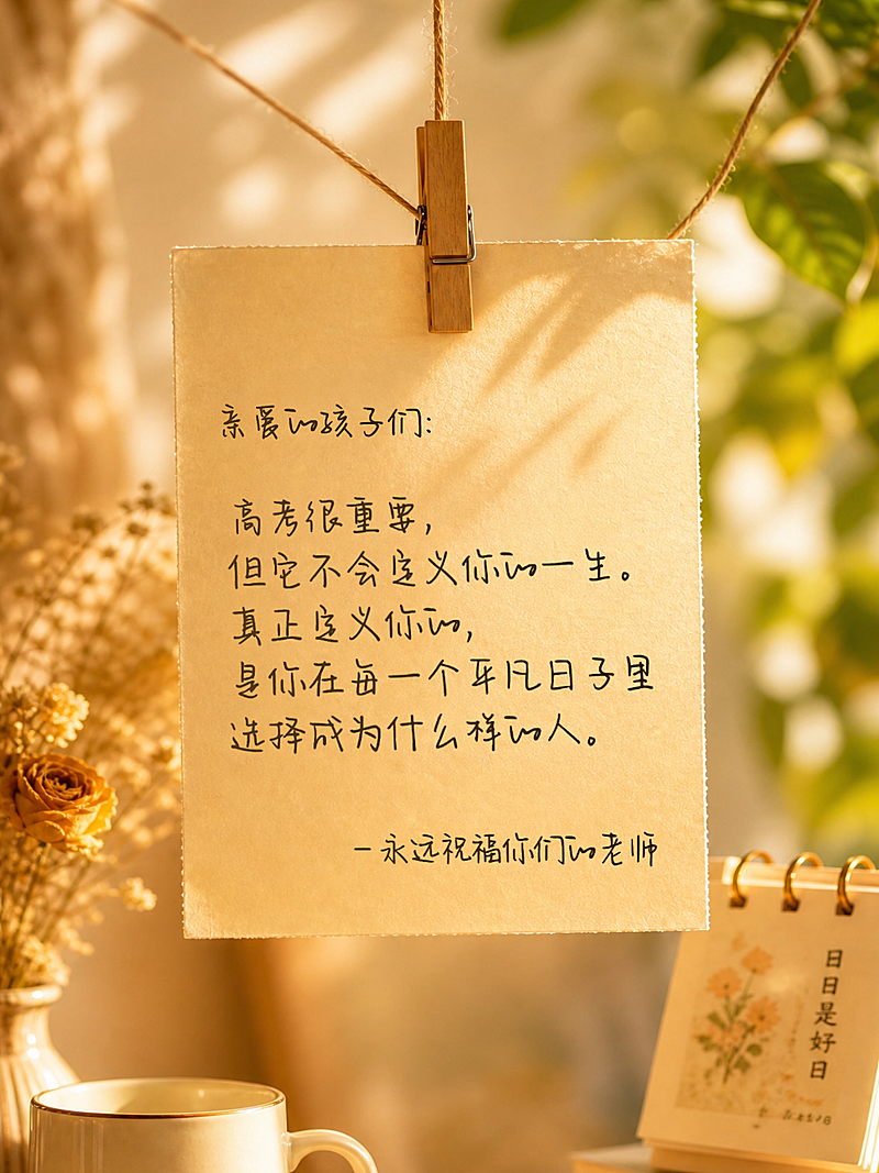 高考毕业祝福激励正能量语录分享温馨实景风小红书封面