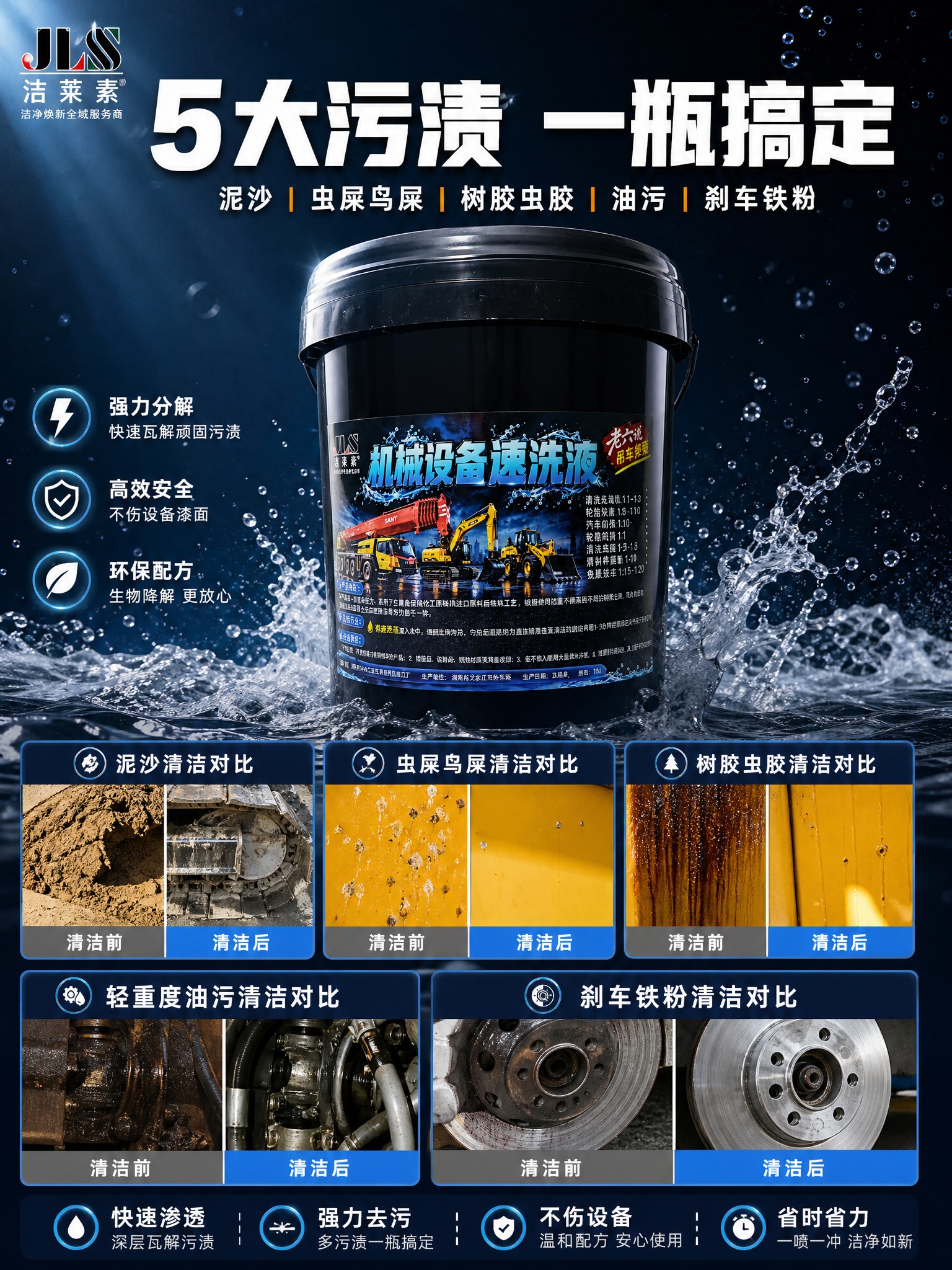 [主图-黑桶3:4] 主题：机械设备速洗液多污渍强效清洁首图，… - 图片创意预览
