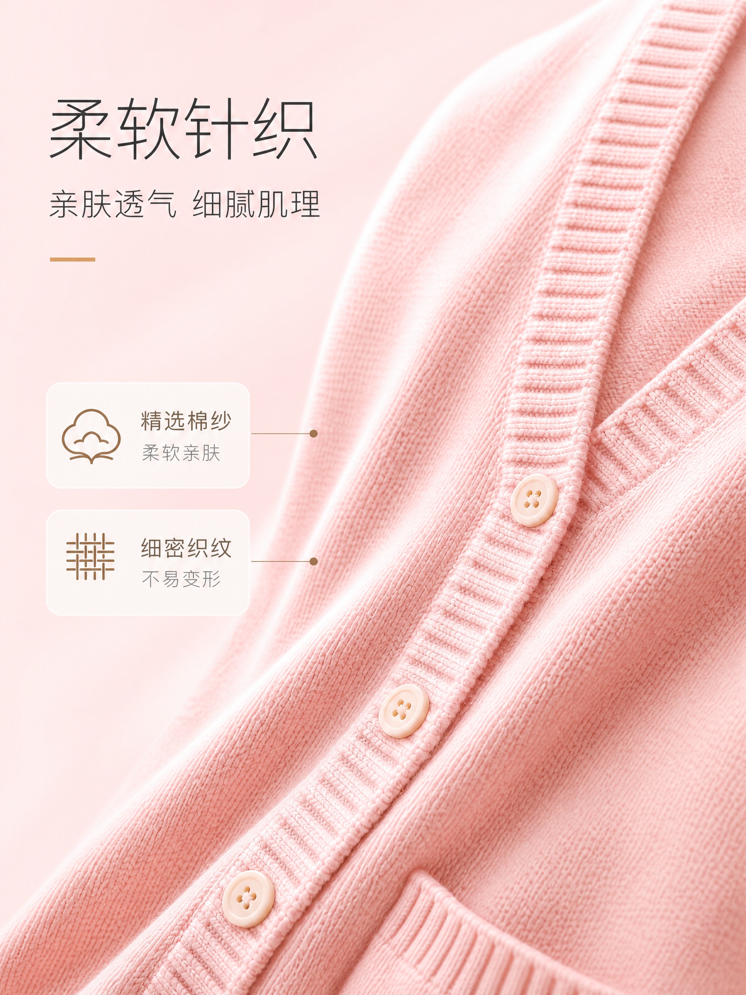 [商品] 使用【图1】粉色V领针织开衫毛衣；商品处理：保留V领… - 图片创意预览